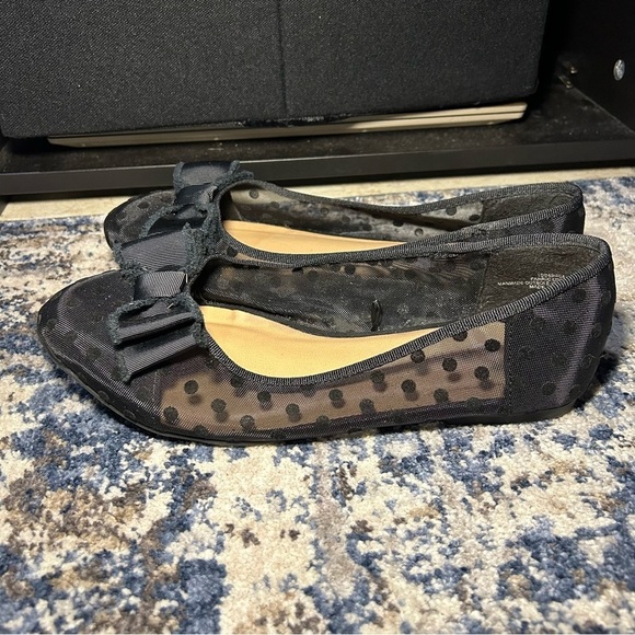Torrid Black Polka Dot Mesh Pointed Flats Size 9 Wide - Picture 2 of 11